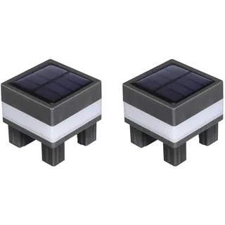 UKCOCO 2 Stk Solar Pfostenleuchten Outdoor - IP55 Wasserdicht Zaunlampen für 6.5x6.5cm Pfosten, Led Solarleuchten für Garten & Terrasse, Kaltweiß/Warmweiß