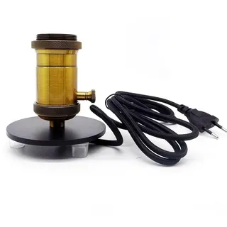 Zarivy Vintage-Lampenfassung, antikes Messing E27, schwarzes Kabel 2 x 0,75, 2 m, ideal für dekorative Beleuchtung und Lichtregulierung.