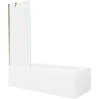 Mexen Vega Rechteckige Wanne 150 x 70 cm mit Verkleidung und einflügeligem Paravent 70 cm, transparent, gold - 550115070X950700?