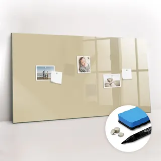Tulup Magnettafel 120x60 Beige schwarzer Marker , Sandfarben , Glas , 120x0.4x60 cm , Bilder & Rahmen, Pinnwände & Magnettafeln