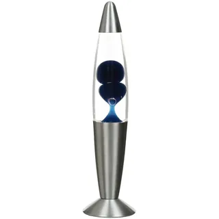 Licht-Erlebnisse Lavalampe Blau Silber Ø6cm G9 H36cm Retro Tischleuchte