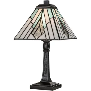 Tischleuchte Tischlampe Buntglas Metall Tiffany Stil 35 cm hoch E27 Wohnzimmer