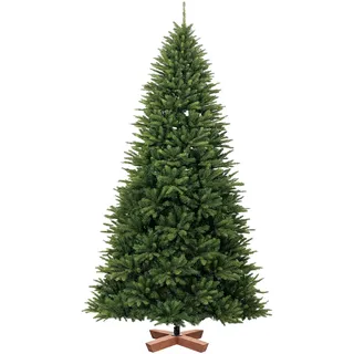 Relaxdays künstlicher Weihnachtsbaum, 210 cm, Spritzguss & PVC Nadeln, Holzständer, Tasche, Tannenbaum naturgetreu, grün