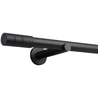 deco-raum Gardinenstange auf Maß Style Schwarz-matt Endstück Zylinder 25mm – 270cm - Schwarz