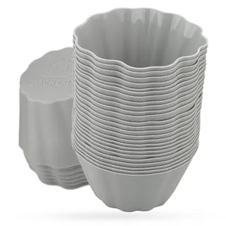 Backefix wiederverwendbare Muffinförmchen Silikon BPA frei im 24 Set, nach deutschem Standard | Muffin Formen antihaftend ohne Einfetten, stabil & dickwandig, Muffinform einzeln je 7,5 x 4cm groß XXL
