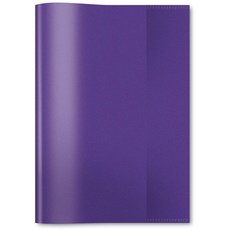 HERMA 7486 Heftumschläge A5 Transparent Violett Lila, 25 Stück, Hefthüllen aus strapazierfähiger & abwischbarer Polypropylen-Folie, durchsichtige Heftschoner Set für Schulhefte, farbig