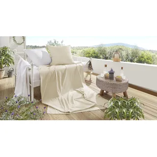 Primera Bettwäsche "Summer-Set Stone-Washed, Kissenbezug + Tuch", beige (leinen), B/L: 150cm x 220cm, 1 Stk., 1 Stk., Renforcé, B/L: 80cm x 80cm, 2 Stk., Renforcé, Obermaterial: 100% Baumwolle, Bettwäsche, Bettwäsche, die perfekte Lösung für heiße Nächte