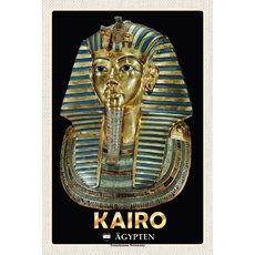 Holzschild 18x12 cm - Kairo Ägypten Tutanchamuns Totenmaske