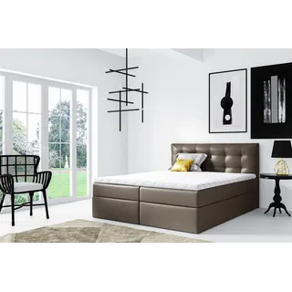 Boxspringbett Schlafzimmerbett OVIEDO XL 180x220cm Kunstleder Braun - Braun
