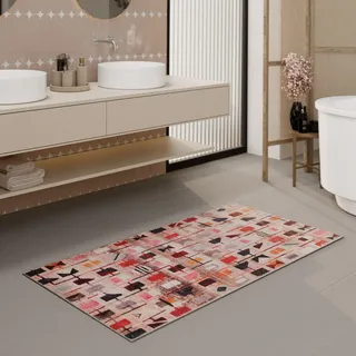 Wecon Home Nelson Badteppich, 80 x 150 cm, bunt | Badteppich waschbar und rutschfest mit seinem orientalischen Design für ein Stilvolles Badezimmer
