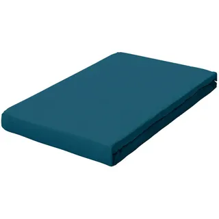 Schlafgut Topper-Spannleintuch , Petrol , Textil , 140-160x200-220 cm , Oeko-Tex® Made IN Green, AZO-frei, Hohenstein, Textiles Vertrauen - Oeko-Tex® , Rundumgummi, bügelfrei, keine Sondergrößen, weich und anschmiegsam, perfekter Sitz , Heimtextilien, Bettwäsche & Leintücher, Leintücher, Spannleintücher Topper