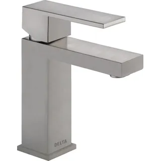 Delta Faucet Moderner Einloch-Badezimmer-Wasserhahn aus gebürstetem Nickel, Einhebel-Badezimmer-Wasserhahn, Ablaufmontage, Edelstahl 567LF-SSPP