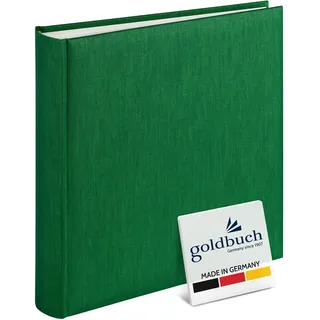 Goldbuch 31806 Fotoalbum Summertime Trend, 30 x 31 cm, Fotobuch mit 100 weiße Seiten & Pergamin Trennblättern, Foto Album aus Leinen, Erinnerungsalbum, Dunkelgrün