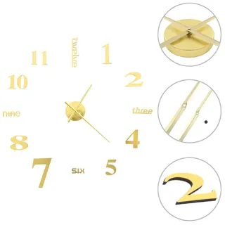vidaXL 3D-Wanduhr Modernes Design 100 cm XXL Golden - Gold