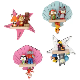 Wandregal BOARTI "Regal Muschel Stern Kinder Toniebox Tonies Figuren", blau, B:34cm T:5cm, Regale, Wandregal