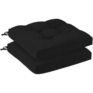 PRIMEPATIO 2er Set Sitzkissen Outdoor wasserdicht 45x45x8 cm – UV-beständige Polster für Gartenstühle, Terrassenmöbel, Rattansessel – langlebige Stuhlkissen für Balkon, Pool, Camping, Schwarz