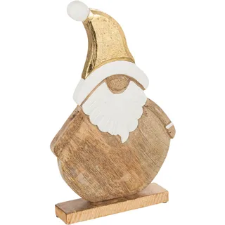 J-Line Weihnachtsfiguren - Holz - natur/gold - groß - Braun, Hellbraun, Naturbelassen