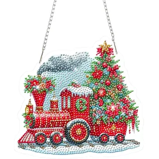 feelive Weihnachtsbaum Diamond Painting Anhänger für Erwachsene, 5D Zug Diamond Painting Anhänger mit Kette, DIY Cross Kristall Schmetterling Hängend Diamond Art Bilder für Wanddekor