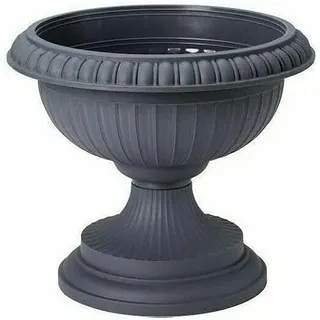 pokm toolsmarket - ⌀ 41cm Blumentopf auf Fuß, Übertopf für Blumen und Pflanzen, Rund Pflanzkübel aus robustem Kunststoff, Amphore, Groß Outdoor-Topf - Anthrazit