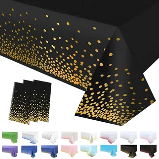3 Stück Tischdecke Rechteckig Schwarz Halloween Party Tischdecke,Punkte 137*274cm Tischdecke Papierrolle Einweg Tischdecke aus Kunststoff,Wasserdichte Ölbeständig Tischdecken für Picknick,Geburtstags