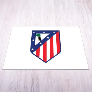 Licensed Décor Atlético de Madrid Matte – klein (70 cm (B) x 100 cm (H) – farbiges Wappen auf Weiß