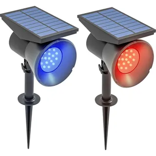 Outsunny Solarleuchten, 2 Stück Solarlampen, Solar Gartenleuchte mit 2 Lichtfarben, Boden-/Wandmontage, IP54 Wasserdicht für Balkon, Terrasse, Schwarz