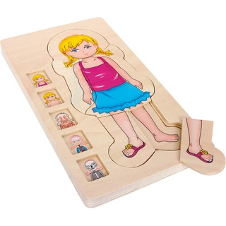 Small Foot Company small foot Puzzle "Anatomie Mädchen" aus Holz, lehrreiches Puzzle, 29-tlg. mit fünf Lagen, ab 4 Jahren,