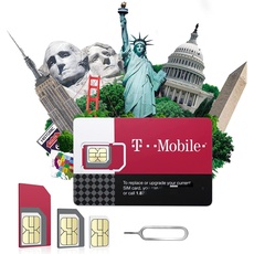 USA SIM-Karte mit unbegrenzten Netzwerkdaten, T-Mobile SIM-Karte, Internationale Mobilfunkkarte mit unbegrenzten Ortsgesprächen und lokalen SMS. 4G/5G (15 Tage)