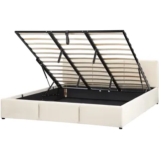 Beliani Polsterbett 180/200cm Helles Beige Bousse - Textil , 180x200 cm , Schlafzimmer, Betten, Polsterbetten