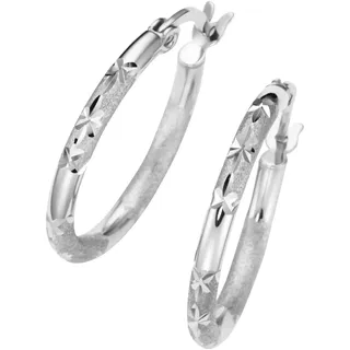 FIRETTI Paar Creolen »Schmuck Geschenk Silber 925 Ohrschmuck Ohrringe Diamantierung«, silberfarben