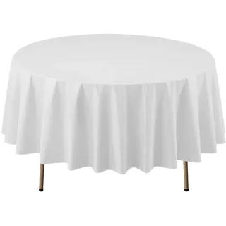 Party Essentials 84WH-3 Disposable Tischdecke, rund, robust, 213,4 cm, Kunststoff, Weiß