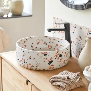 Milos - Rundes Waschbecken aus Premium-Terrazzo Brown ∅ 40 cm