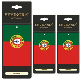 3x Duftbaum Auto Flagge Portugal Lufterfrischer Vanille Autoduft Parfüm mit Vanille Duft Innenraum Tuning Deko Car Air Freshener Fußball (Portugal)