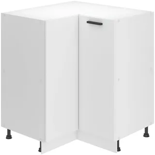 Belini Unterschrank Küche, Küchenunterschrank 90 cm Breite. SNP Küchenunterschrank ohne Arbeitsplatte. Eckschrank Küche mit 1 Tür, Weiß matt - Weiß