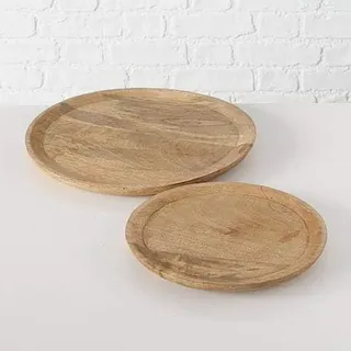 Boltze Teller Maino (2er Set, Serviertablett aus Mango Holz, 26-35 cm, Holzteller für Dekoration, Tischdekoration, schöne Holzmaserung, Dekoschale) 1007975