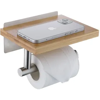 HomeHeng Toilettenpapierhalter mit Natürlichem Bambus Ablage