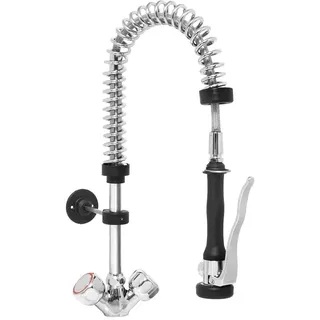 HENDI Geschirrwaschbrause, Wasserhahn, mit Kunststoff Griff, 17L/min bei 4 bar, höhenverstellbare Halterung, kalt- und warmwasser, Edelstahl