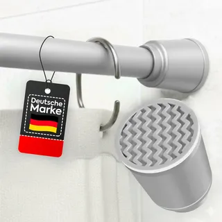 AKAYGUN Gardinenstange ohne Bohren (Grau, 220-350cm) Teleskopstange zum Klemmen – Klemmstange für Vorhang, Dusche & Fenster – Rutschfest & Stabil – Spannstange ohne Schrauben