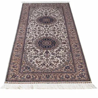 morgenland Orientteppich »Hereke - 185 x 78 cm - beige«, rechteckig, 9 mm Höhe, Wohnzimmer, Handgeknüpft, Einzelstück mit Zertifikat, beige