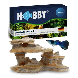 HOBBY Aquaristik Amman Rock 2 I 33 x 18 x 18 cm I künstlicher Stein für Aquarien I Aquarium Deko I naturgetreue Dekoration für Aquarien und Terrarien I Nachbildung natürlicher Felsen