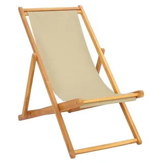 vidaXL Liegestuhl Beige Massivholz Teak - Beige