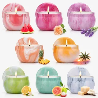 Duftkerzen im Glas, TOFU Duftkerzen Geschenkset Geschenke für Frauen 8 Packs, Farbwolken Serie Duftkerze, 480 G, Brenndauer 160 Std, Yoga, Badezimmer, Geburtstagsgeschenk für Frauen, Valentinstag