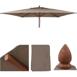 Ersatz-Bezug für Gastronomie Holz-Sonnenschirm HWC-C57b, Sonnenschirmbezug, eckig 3x3m Polyester taupe - Braun