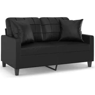 vidaXL 2-Sitzer-Sofa mit Zierkissen Schwarz 120 cm Kunstleder
