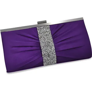 Steuer Modeschmuck Abendtasche Lilafarbene Satin-Optik mit Strassbesatz - Lila
