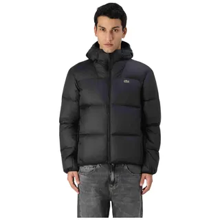 Lacoste Kurze wasserabweisende Pufferjacke, Schwarz M - Schwarz