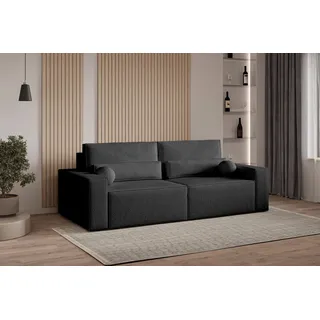 Sofa mit Schlaffunktion und Bettkasten, Polstersofa aus Bouclé, Couch für Wohnzimmer, Sofagarnitur Wohnlandschaft mit BettfunktionSchlafsofa Denver mini - Schwarz (Anthology 19) - Schwarz