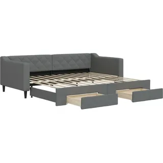 vidaXL Tagesbett Ausziehbar mit Schubladen Dunkelgrau 90x200 cm Stoff - Grau