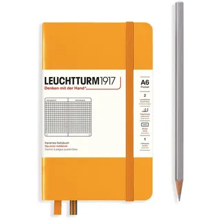 Leuchtturm1917 365628 Notizbuch Pocket (A6), Hardcover, 187 nummerierte Seiten, Rising Sun, Kariert