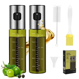 Cjytdkj Öl sprühflasche, 2 Stück UV-Schutz Sprühflasche Öl, 100ML | Oil Sprayer mit Skala & Trichter, Ölsprüher für Speiseöl für Heißluftfritteuse, Salat, Grillen, Backen in der Küche